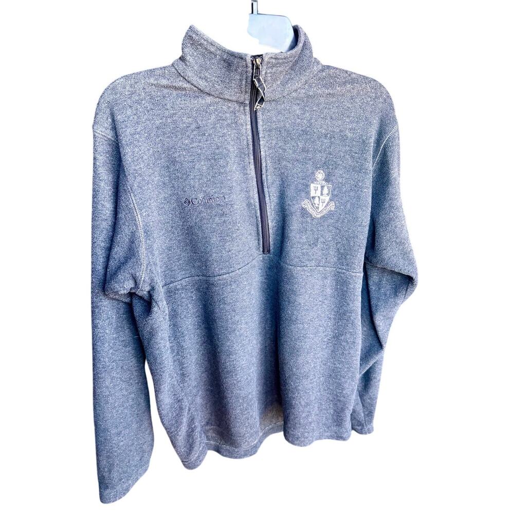 Columbia Gray Fleece 1/4 Zip Pullover Small Unisex Embroidered Crest